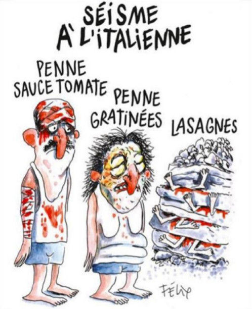 フランス紙「シャルリー・エブド」がイタリア地震の被災者を風刺！「弱者をバカにしている」と世界中で批判！