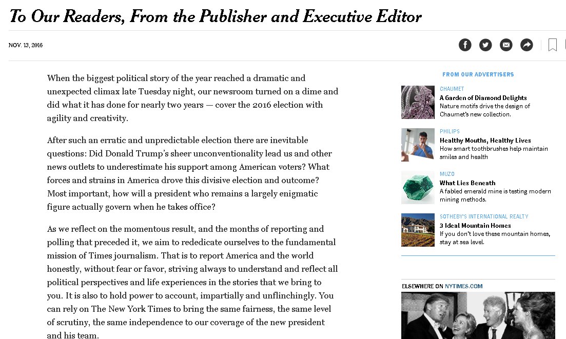 NYタイムズが選挙期間中にトランプ氏を酷評し続けていたことを謝罪！一方日本のメディアは完全に開き直り！