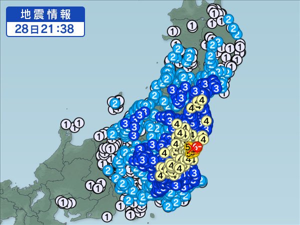 茨城北部を震源とするM6.3の地震が発生！震度6弱を高萩市で観測！東海・福島原発に異常はなしとの報道！