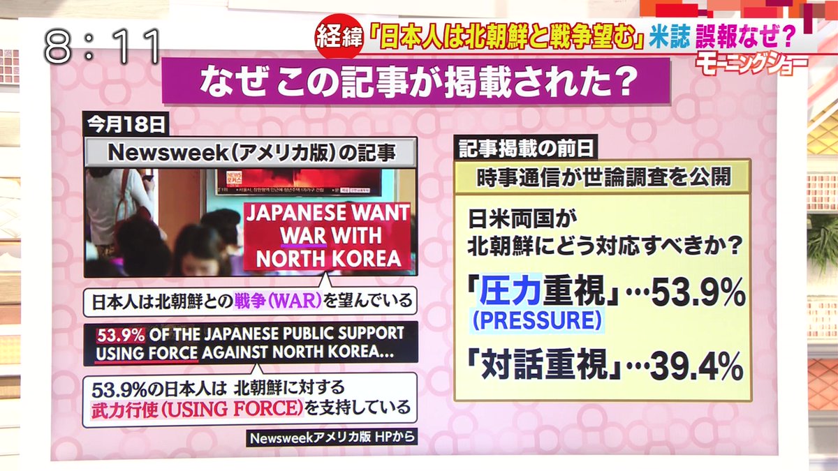 米ニューズウィークの「日本人は北朝鮮との戦争を望んでいる」の記事がネット上で物議！「フェイクニュースだ」「ほとんどの日本人は戦争したくない」